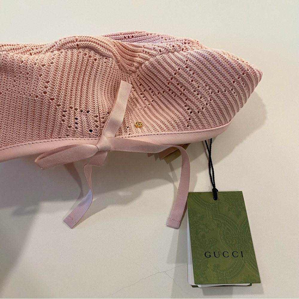 Gucci Beret Crochet Perforated Hat Pink Size Medium - Picture 13 of 15